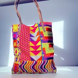 Lucky Brand Beautiful Abstract Multicolored Tote Bag